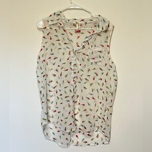 No Boundaries Ice Cream Print Sleeveless Button-Up Blouse | Size XL (15–17)